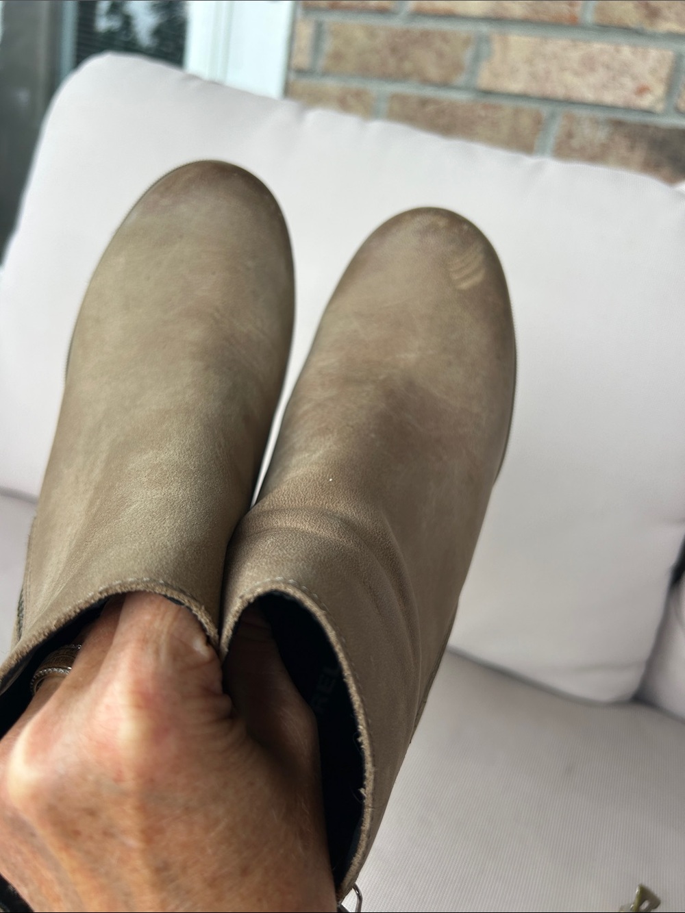 Sorel Taupe Suede Wedge Ankle Booties with Side Zip - Picture 6 of 7